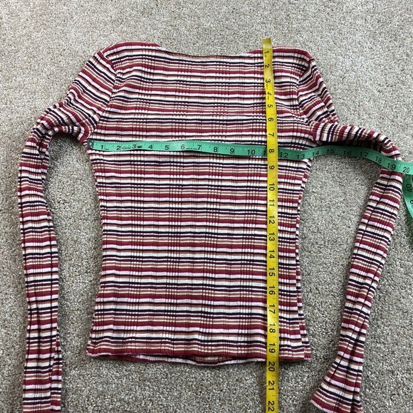 Aero Seriously Soft Womens Knit Cropped Striped Top M Pink Buttons Y2K Ribbed - Picture 4 of 7